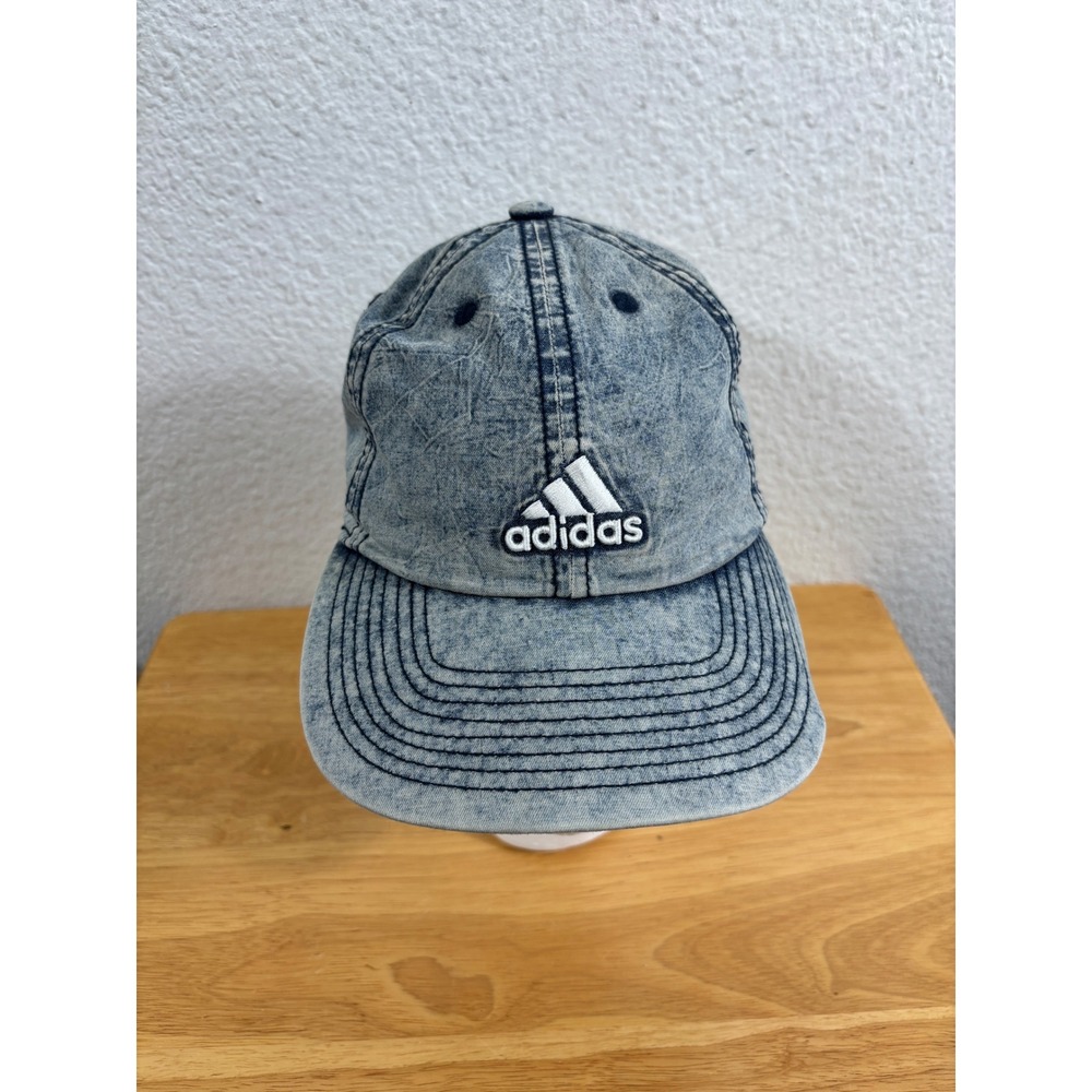 Adidas‎ Acid Wash Denim Baseball Cap Blue Three Stripe Life Adjustable Hat